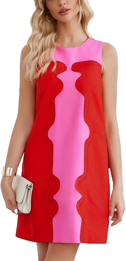 Geometric color-block A-line mini dress inspired by Lost in Space fashion.