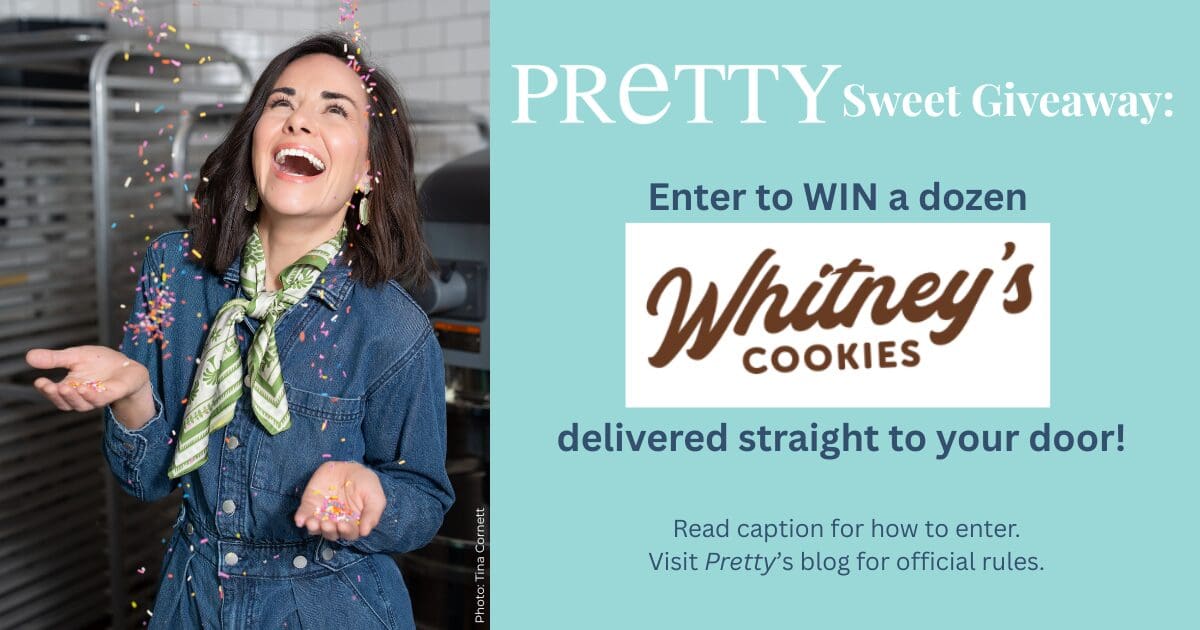 Photo of Whitney Miller announcing contest to win a dozen of her cookies