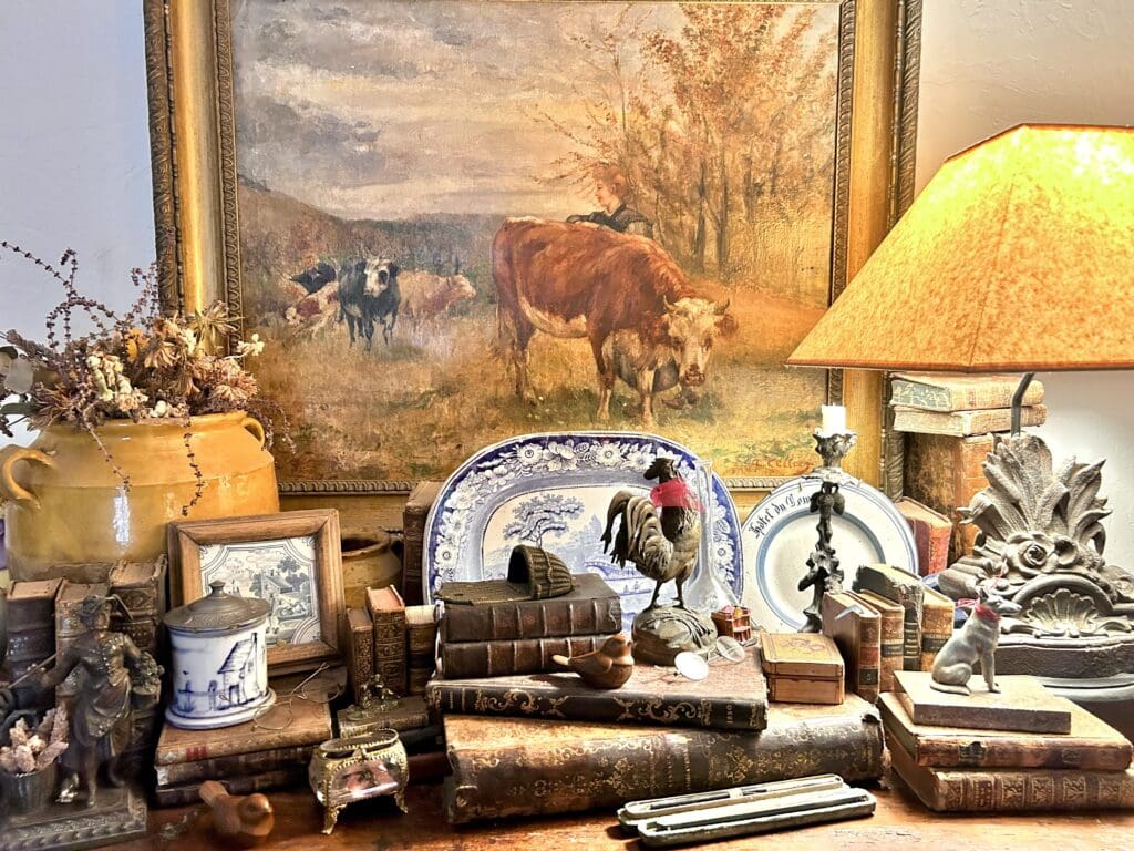 blue and white accents