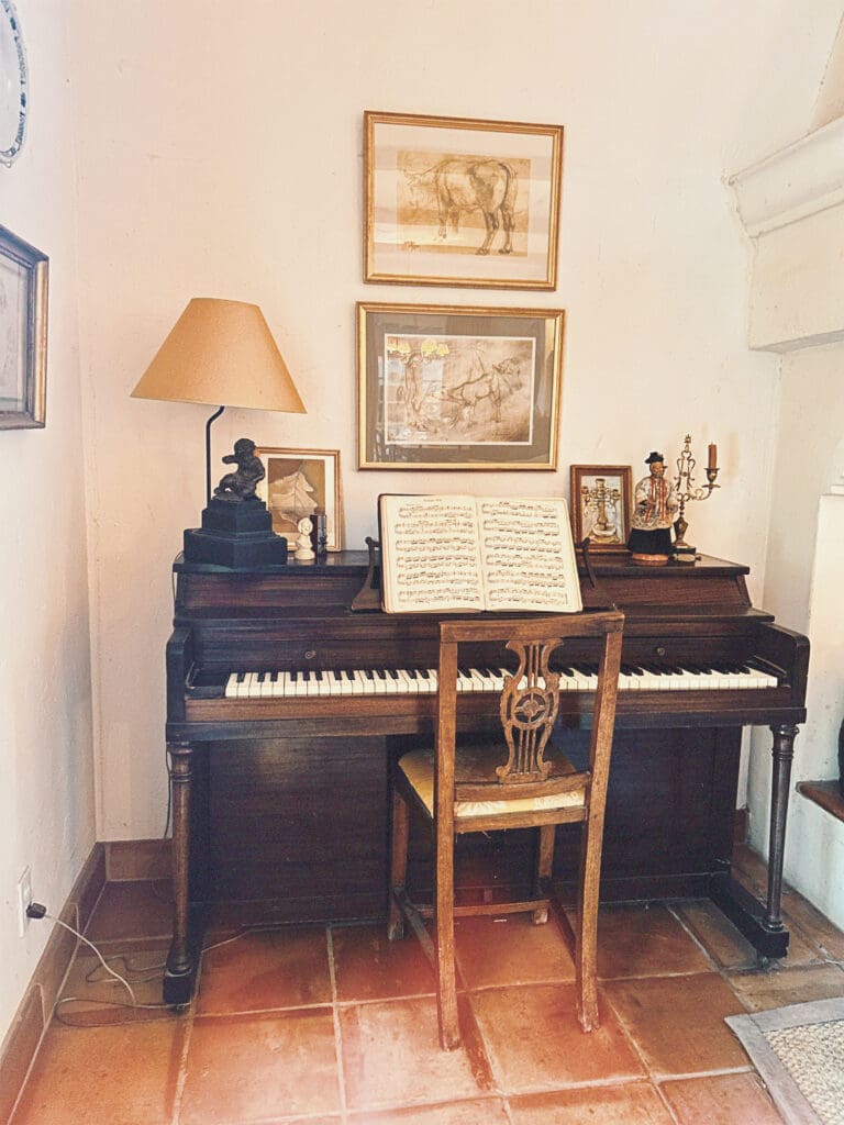 piano in French country style home