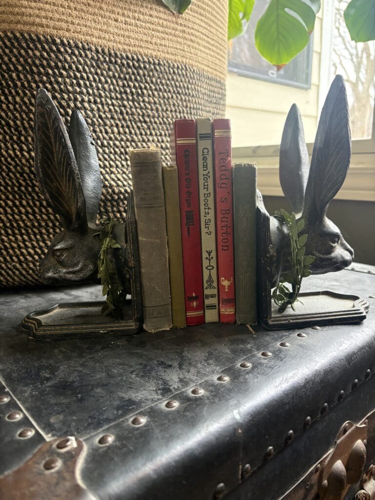 rabbit bookends offer storybook vibe