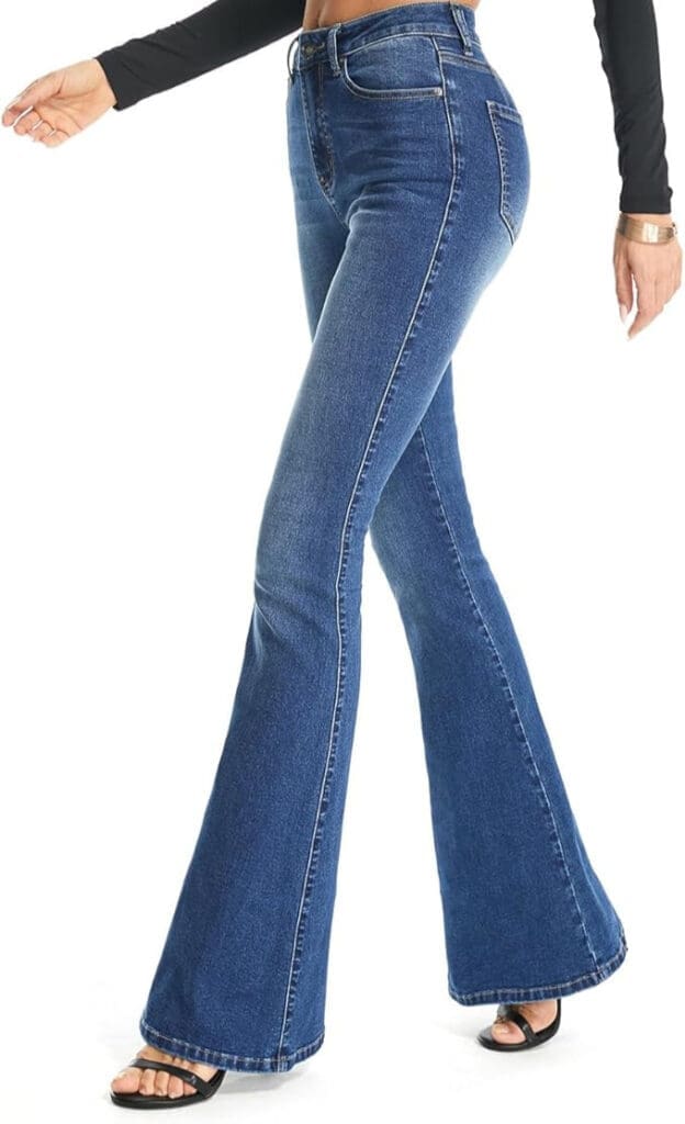 flared blue jeans