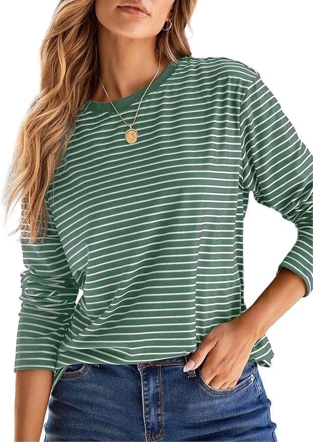 green striped shirt, long sleeve