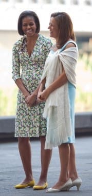 Michelle Obama in wrap skirt dress