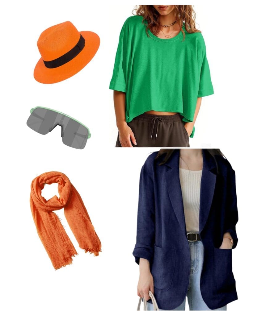 Denise Huxtable style: many colors worn together at once