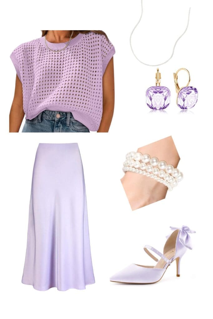 Denise's monochromatic lilac look
