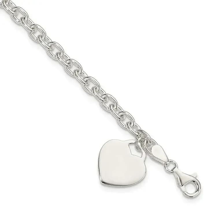 Heart charm sterliing bracelet example of personalized jewelry