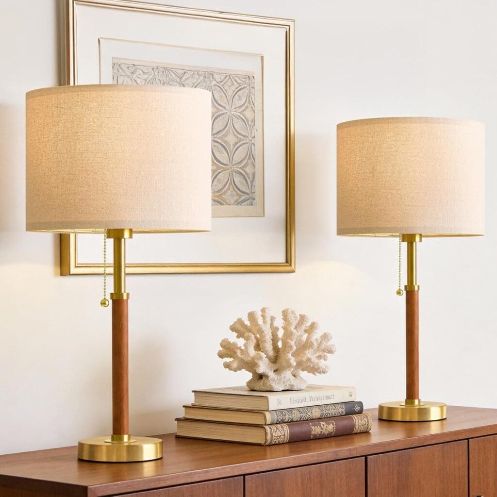 walnut table lamps with midcentury modern flair