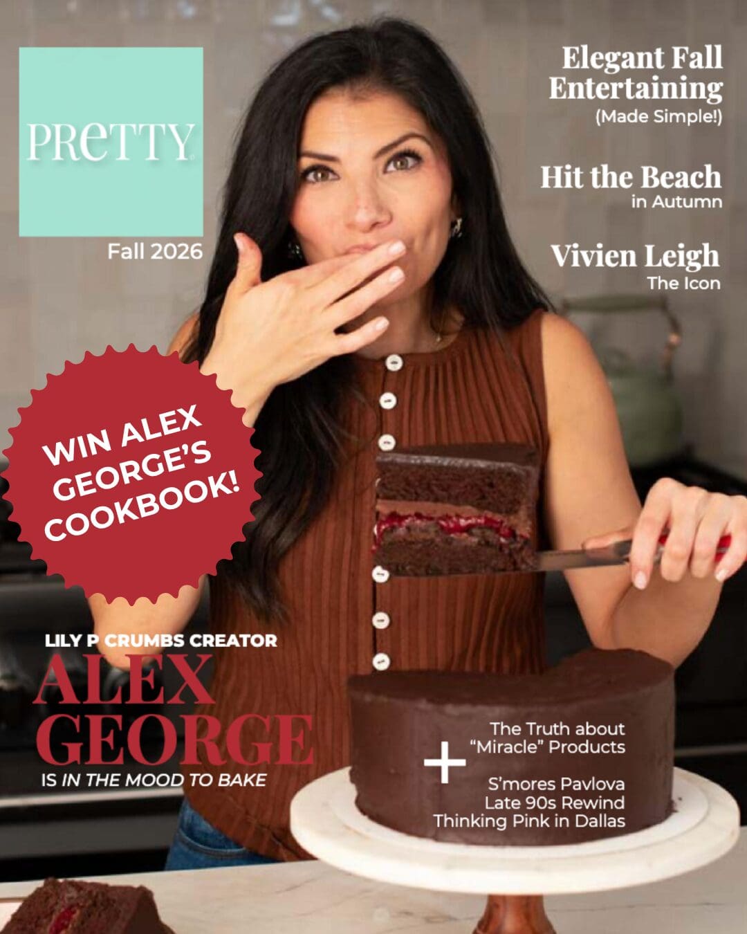 Pretty magazine fall issue with "Win Alex George's Cookbook" starburst