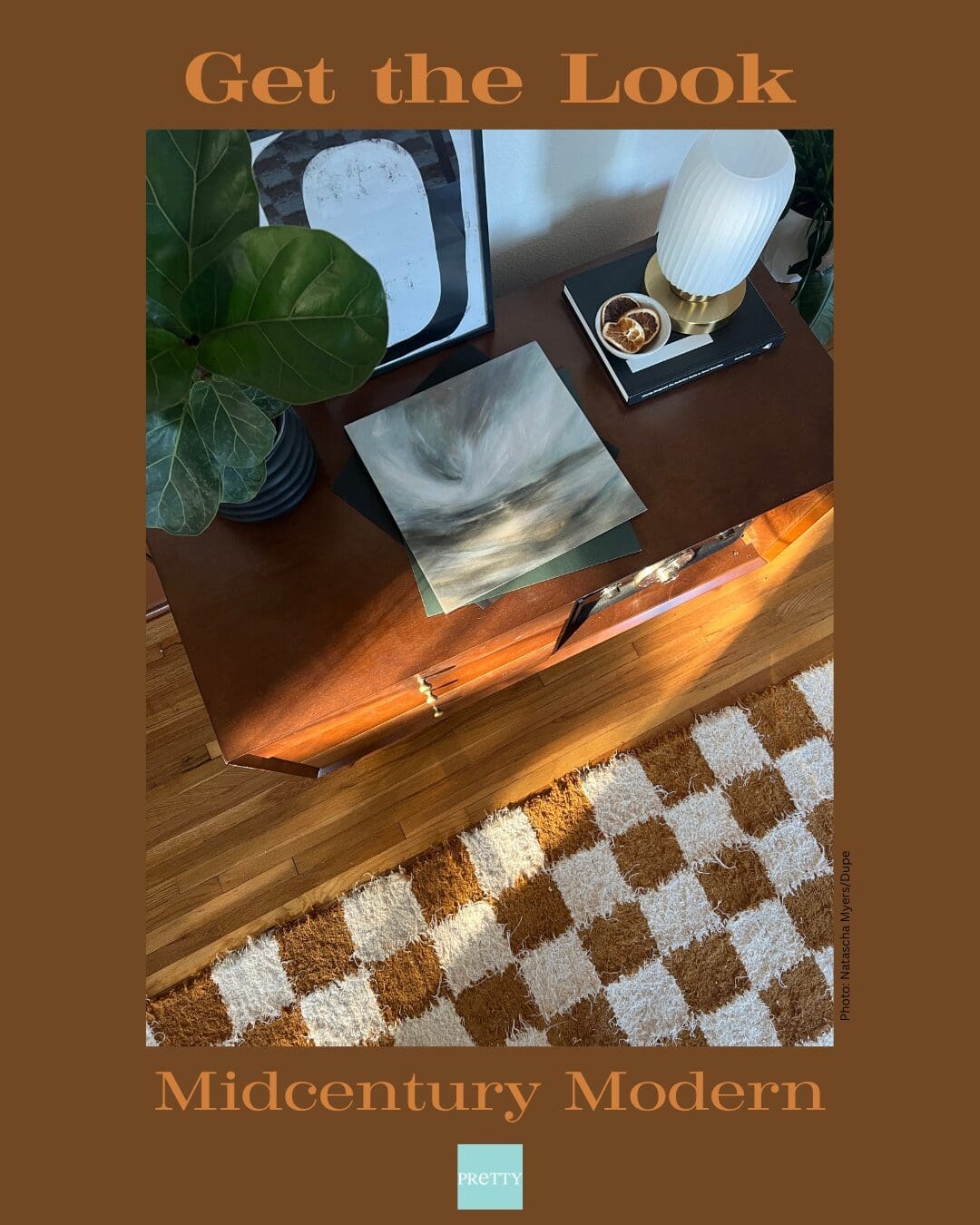 Midcentury Modern room section with "Get the Look" text