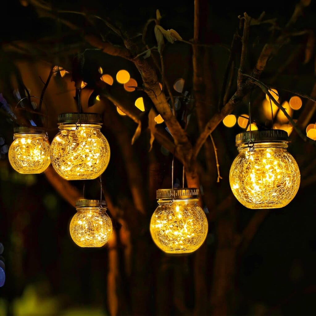 crackle glass hanging lanterns